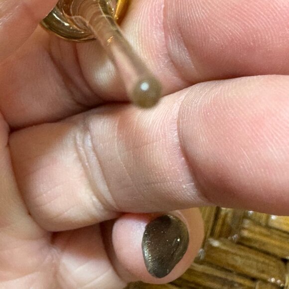 Vintage Egyptian Green Glass Perfume Bottle With Gold Accents & Stopper - Picture 6 of 7